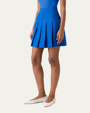 Akris Pleated Linen Mini Skirt | Thumbnail 3