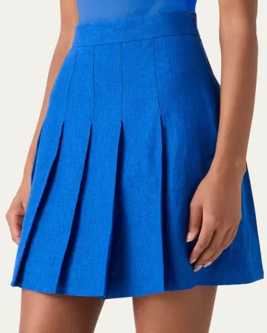 Akris Pleated Linen Mini Skirt | Thumbnail 4