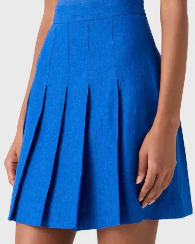 Akris Pleated Linen Mini Skirt | Thumbnail 7
