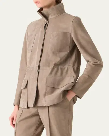 Akris Chianti Suede Utility Jacket | Thumbnail 4 Akris Chianti Suede Utility Jacket | Thumbnail 4