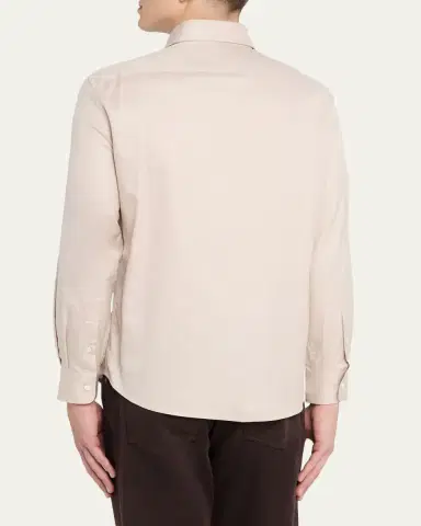 Brunello Cucinelli Men's Solid Linen Classic Fit Button-Down Shirt | Thumbnail 3 Brunello Cucinelli Men's Solid Linen Classic Fit Button-Down Shirt | Thumbnail 3