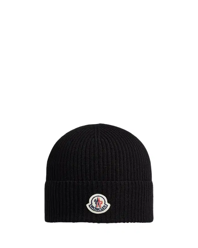 Moncler Men's Logo Cotton Rib Beanie Hat