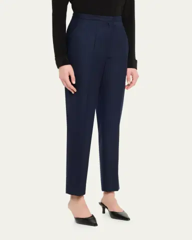Kiton Wool-Silk Tapered-Leg Ankle Trousers | Thumbnail 4