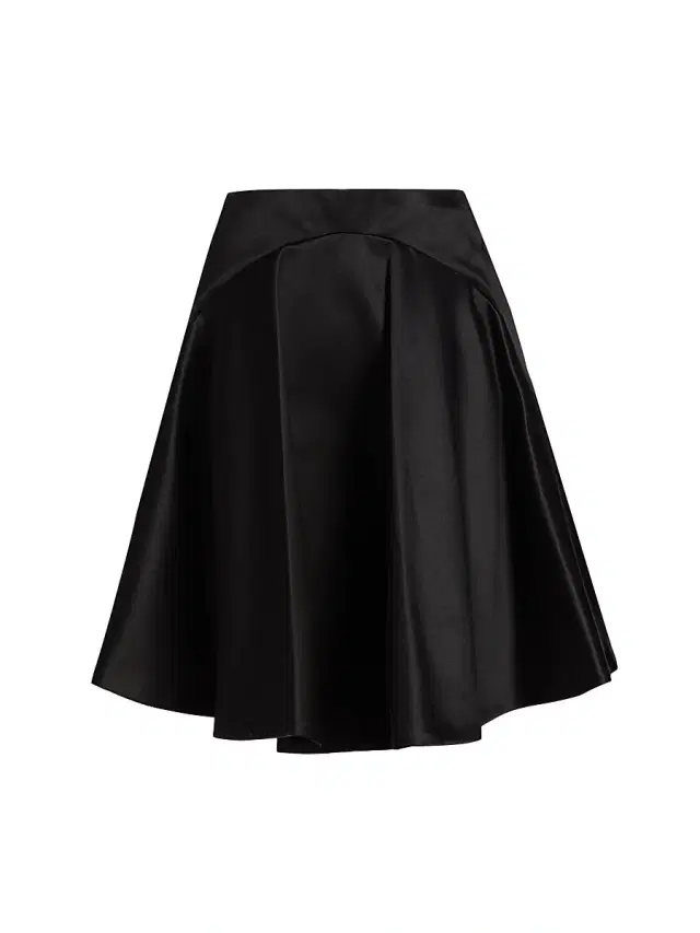 Women's Tipped Hem Cotton-Silk Midi-Skirt - Black