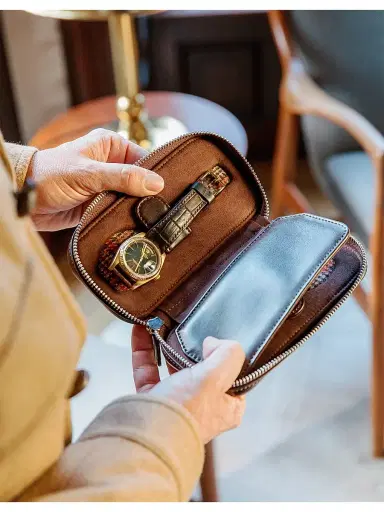 Wolf x WM Brown 2-Piece Watch Zip Storage Case - Brown | Thumbnail 6 Wolf x WM Brown 2-Piece Watch Zip Storage Case - Brown | Thumbnail 6