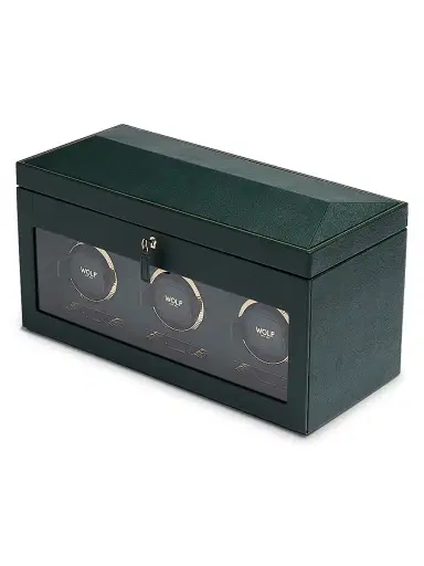 Wolf British Racing Green Triple Watch Winder | Thumbnail 2 Wolf British Racing Green Triple Watch Winder | Thumbnail 2