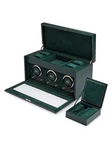 Wolf British Racing Green Triple Watch Winder | Thumbnail 3 Wolf British Racing Green Triple Watch Winder | Thumbnail 3