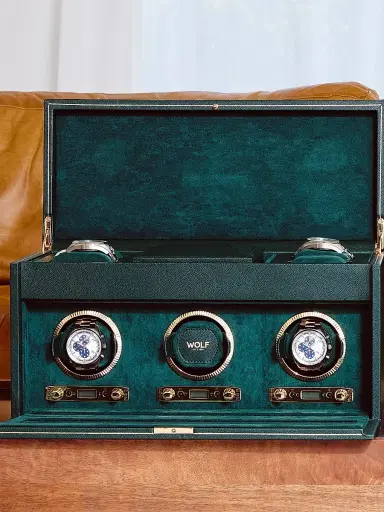 Wolf British Racing Green Triple Watch Winder | Thumbnail 7 Wolf British Racing Green Triple Watch Winder | Thumbnail 7