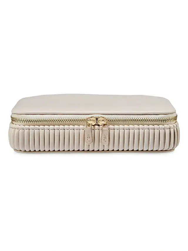 Wolf Bella Faux-Leather Jewelry Zip Case - Bone