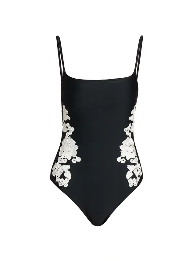 Women's Juniper Embroidered One-Piece Swimsuit - Black Multi