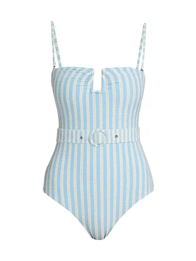 SIMKHAI Women's Noa Striped One-Piece Swimsuit - Hydrangea Blue Stripe