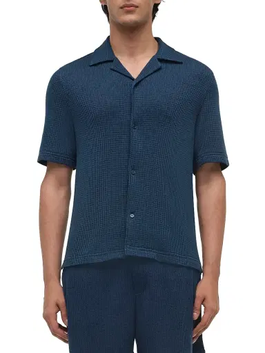 Simkhai Men's Troy Waffle-Knit Button-Front Shirt - Midnight - Size XXL | Thumbnail 1