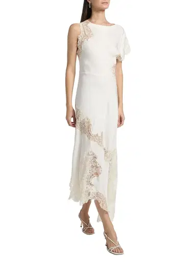 A.L.C. Women's Alessia Asymmetric Lace-Trimmed Dress - Creme | Thumbnail 2