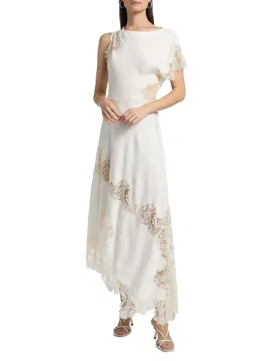 A.L.C. Women's Alessia Asymmetric Lace-Trimmed Dress - Creme | Thumbnail 3