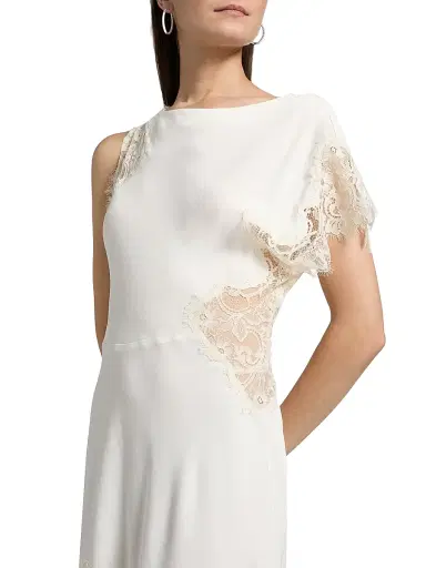 A.L.C. Women's Alessia Asymmetric Lace-Trimmed Dress - Creme | Thumbnail 6