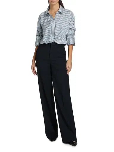 A.L.C. Women's Leo Gathered Striped Cotton Shirt | Thumbnail 2 A.L.C. Women's Leo Gathered Striped Cotton Shirt | Thumbnail 2