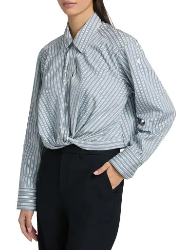 A.L.C. Women's Leo Gathered Striped Cotton Shirt | Thumbnail 4 A.L.C. Women's Leo Gathered Striped Cotton Shirt | Thumbnail 4
