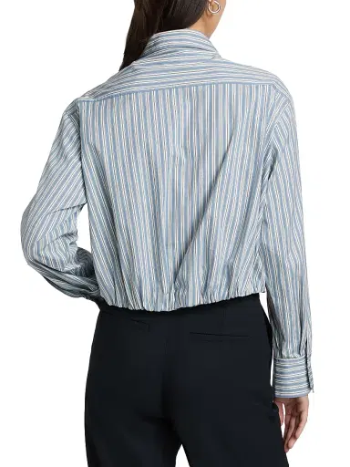 A.L.C. Women's Leo Gathered Striped Cotton Shirt | Thumbnail 5 A.L.C. Women's Leo Gathered Striped Cotton Shirt | Thumbnail 5
