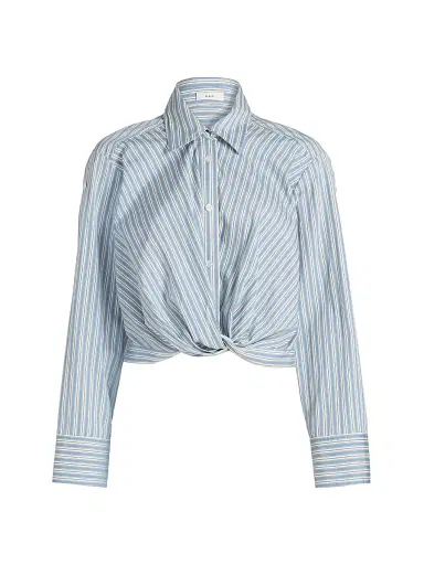 A.L.C. Women's Leo Gathered Striped Cotton Shirt | Thumbnail 1 A.L.C. Women's Leo Gathered Striped Cotton Shirt | Thumbnail 1