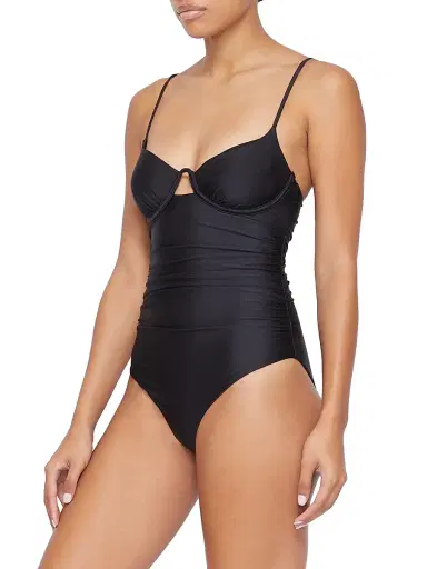 Simkhai Women's Laine Underwire Ruched One-Piece Swimsuit - Black - Size XS | Thumbnail 4 Simkhai Women's Laine Underwire Ruched One-Piece Swimsuit - Black - Size XS | Thumbnail 4