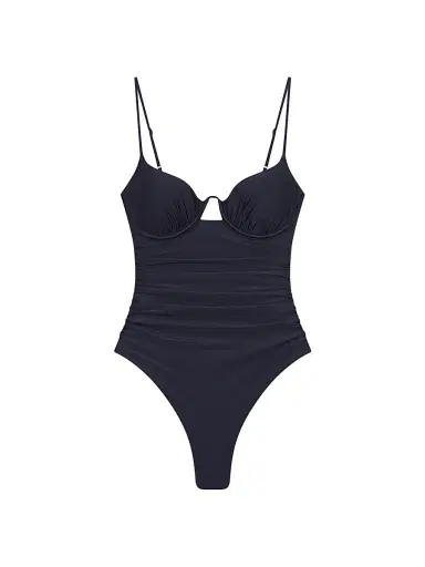 Simkhai Women's Laine Underwire Ruched One-Piece Swimsuit - Black - Size XS | Thumbnail 1 Simkhai Women's Laine Underwire Ruched One-Piece Swimsuit - Black - Size XS | Thumbnail 1
