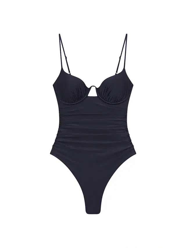 Women's Laine Underwire Ruched One-Piece Swimsuit - Black