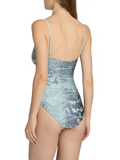 Simkhai Women's Laine Floral Ruched One-Piece Swimsuit - Sky Floral - Size Small | Thumbnail 4 Simkhai Women's Laine Floral Ruched One-Piece Swimsuit - Sky Floral - Size Small | Thumbnail 4