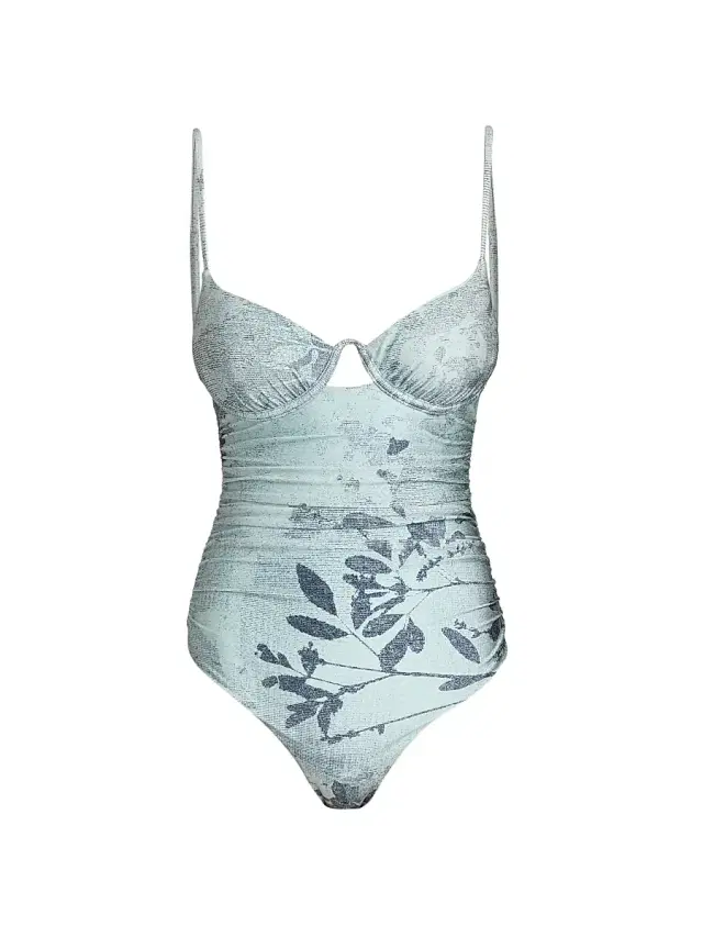Women's Laine Floral Ruched One-Piece Swimsuit - Sky Floral