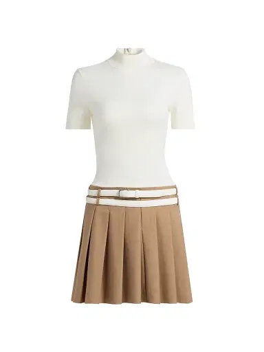 Simkhai Women's Abbie Mixed-Media Belted Minidress | Thumbnail 1 Simkhai Women's Abbie Mixed-Media Belted Minidress | Thumbnail 1