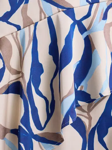 Misook Women's Patterned Crepe De Chine Midi-Dress - Biscotti Blue White Black - Size XXL | Thumbnail 7 Misook Women's Patterned Crepe De Chine Midi-Dress - Biscotti Blue White Black - Size XXL | Thumbnail 7