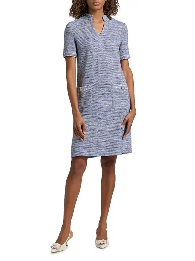 Misook Women's Tweed Knit Shift Dress - Aegean Biscotti White Black - Size XXL | Thumbnail 2