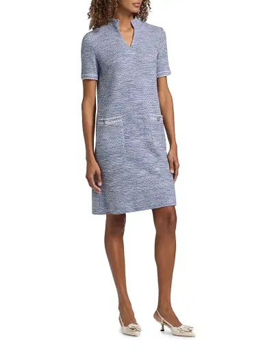 Misook Women's Tweed Knit Shift Dress - Aegean Biscotti White Black - Size XXL | Thumbnail 3
