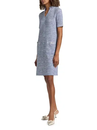Misook Women's Tweed Knit Shift Dress - Aegean Biscotti White Black - Size XXL | Thumbnail 4
