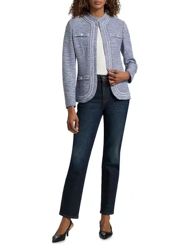 Misook Women's Mélange Tweed Knit Jacket - Aegean Biscotti White Black - Size XXL | Thumbnail 2 Misook Women's Mélange Tweed Knit Jacket - Aegean Biscotti White Black - Size XXL | Thumbnail 2