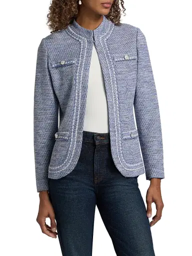 Misook Women's Mélange Tweed Knit Jacket - Aegean Biscotti White Black - Size XXL | Thumbnail 3 Misook Women's Mélange Tweed Knit Jacket - Aegean Biscotti White Black - Size XXL | Thumbnail 3
