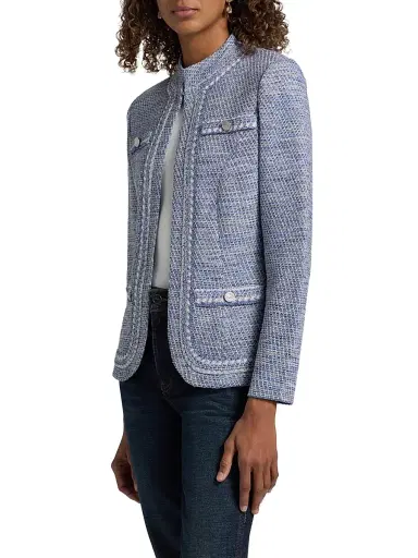 Misook Women's Mélange Tweed Knit Jacket - Aegean Biscotti White Black - Size XXL | Thumbnail 4 Misook Women's Mélange Tweed Knit Jacket - Aegean Biscotti White Black - Size XXL | Thumbnail 4