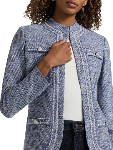 Misook Women's Mélange Tweed Knit Jacket - Aegean Biscotti White Black - Size XXL | Thumbnail 6 Misook Women's Mélange Tweed Knit Jacket - Aegean Biscotti White Black - Size XXL | Thumbnail 6
