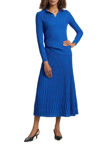 Misook Women's Textured Knit Maxi Skirt - Aegean Blue - Size XXL | Thumbnail 2 Misook Women's Textured Knit Maxi Skirt - Aegean Blue - Size XXL | Thumbnail 2
