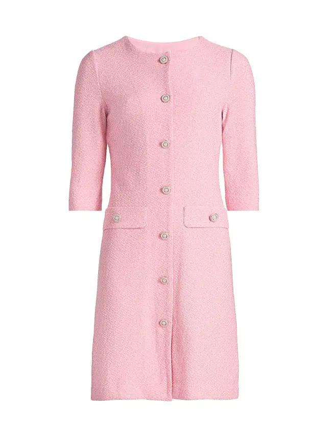 Women's Tweed Knit Sheath Knee-Length Dress - Cherry Blossom Multi