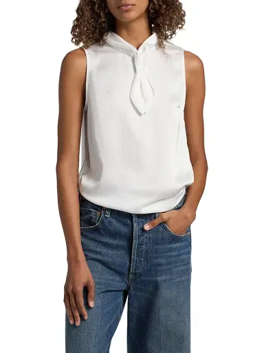 Misook Women's Crepe De Chine Tieneck Blouse | Thumbnail 3 Misook Women's Crepe De Chine Tieneck Blouse | Thumbnail 3