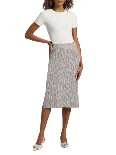 Misook Women's Striped Knit Pencil Midi-Skirt - Biscotti Blue White Black - Size XXL | Thumbnail 2 Misook Women's Striped Knit Pencil Midi-Skirt - Biscotti Blue White Black - Size XXL | Thumbnail 2