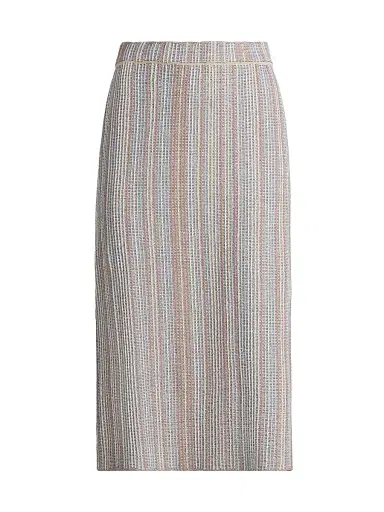 Misook Women's Striped Knit Pencil Midi-Skirt - Biscotti Blue White Black - Size XXL | Thumbnail 1 Misook Women's Striped Knit Pencil Midi-Skirt - Biscotti Blue White Black - Size XXL | Thumbnail 1