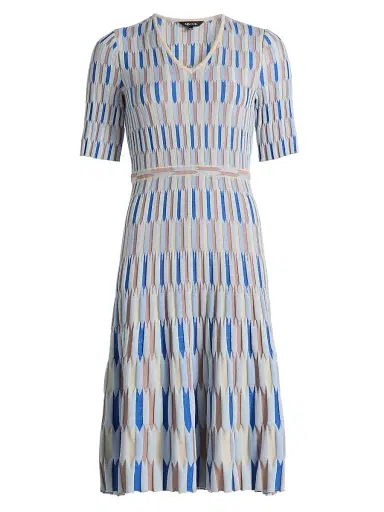Misook Women's Geometric Knit A-Line Midi-Dress - Biscotti Blue White Black - Size XXL | Thumbnail 1 Misook Women's Geometric Knit A-Line Midi-Dress - Biscotti Blue White Black - Size XXL | Thumbnail 1