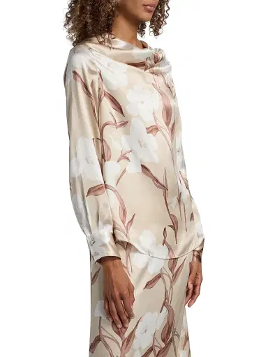 Misook Women's Floral Silk Draped Blouse | Thumbnail 4 Misook Women's Floral Silk Draped Blouse | Thumbnail 4