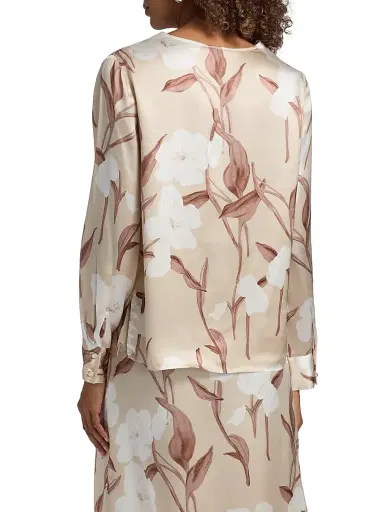 Misook Women's Floral Silk Draped Blouse | Thumbnail 5 Misook Women's Floral Silk Draped Blouse | Thumbnail 5