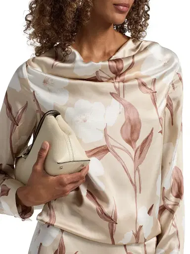 Misook Women's Floral Silk Draped Blouse | Thumbnail 6 Misook Women's Floral Silk Draped Blouse | Thumbnail 6