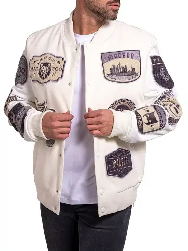 Maceoo Men's Ascension Leather Jacket - White | Thumbnail 5 Maceoo Men's Ascension Leather Jacket - White | Thumbnail 5