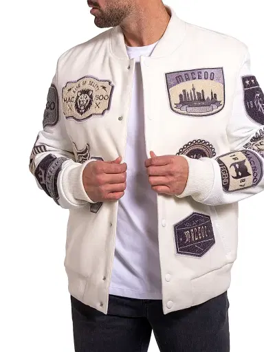 Maceoo Men's Ascension Leather Jacket - White | Thumbnail 7 Maceoo Men's Ascension Leather Jacket - White | Thumbnail 7