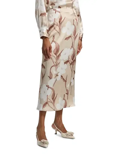 Misook Women's Floral Silk Midi-Skirt - Biscotti Charmeuse White - Size XXL | Thumbnail 4 Misook Women's Floral Silk Midi-Skirt - Biscotti Charmeuse White - Size XXL | Thumbnail 4