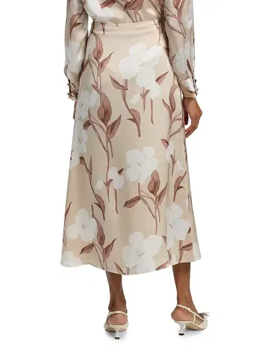Misook Women's Floral Silk Midi-Skirt - Biscotti Charmeuse White - Size XXL | Thumbnail 5 Misook Women's Floral Silk Midi-Skirt - Biscotti Charmeuse White - Size XXL | Thumbnail 5